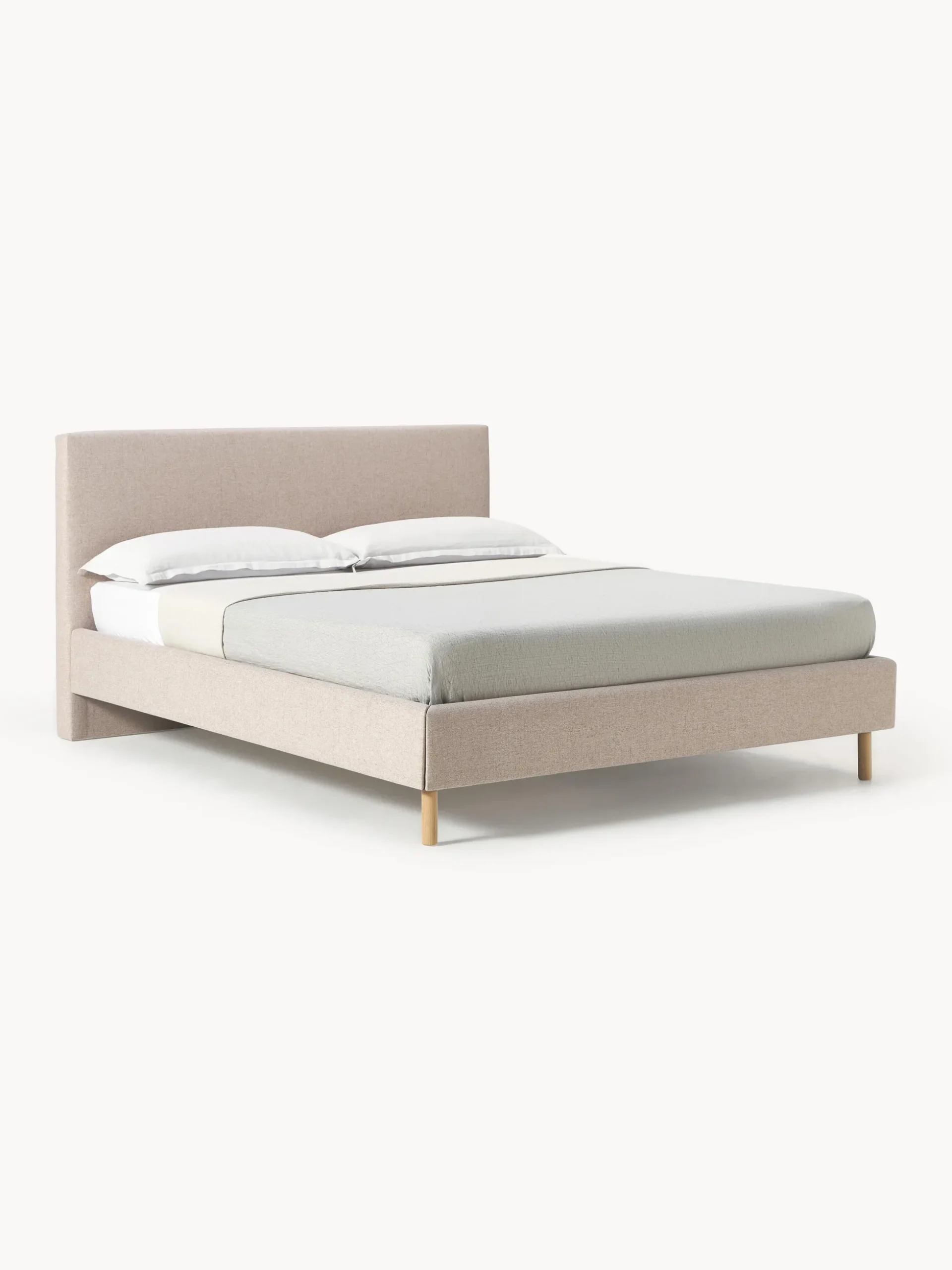 Letto imbottito con piedini in legno Giulia