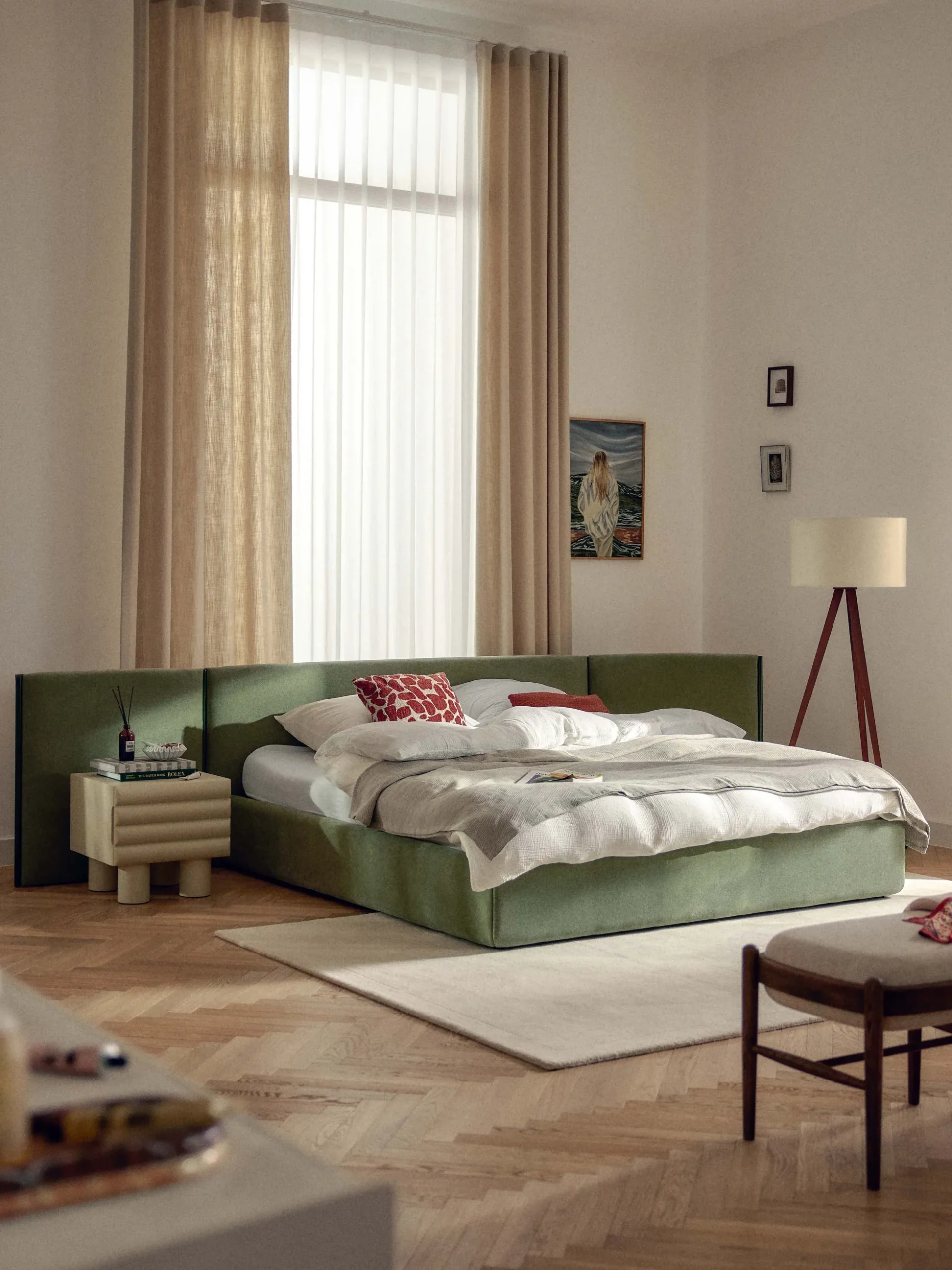 Letto imbottito con testiera ribaltabile Otis