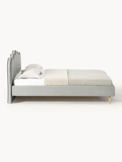Letto imbottito con testiera ondulata Romy