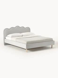 Letto imbottito con testiera ondulata Romy