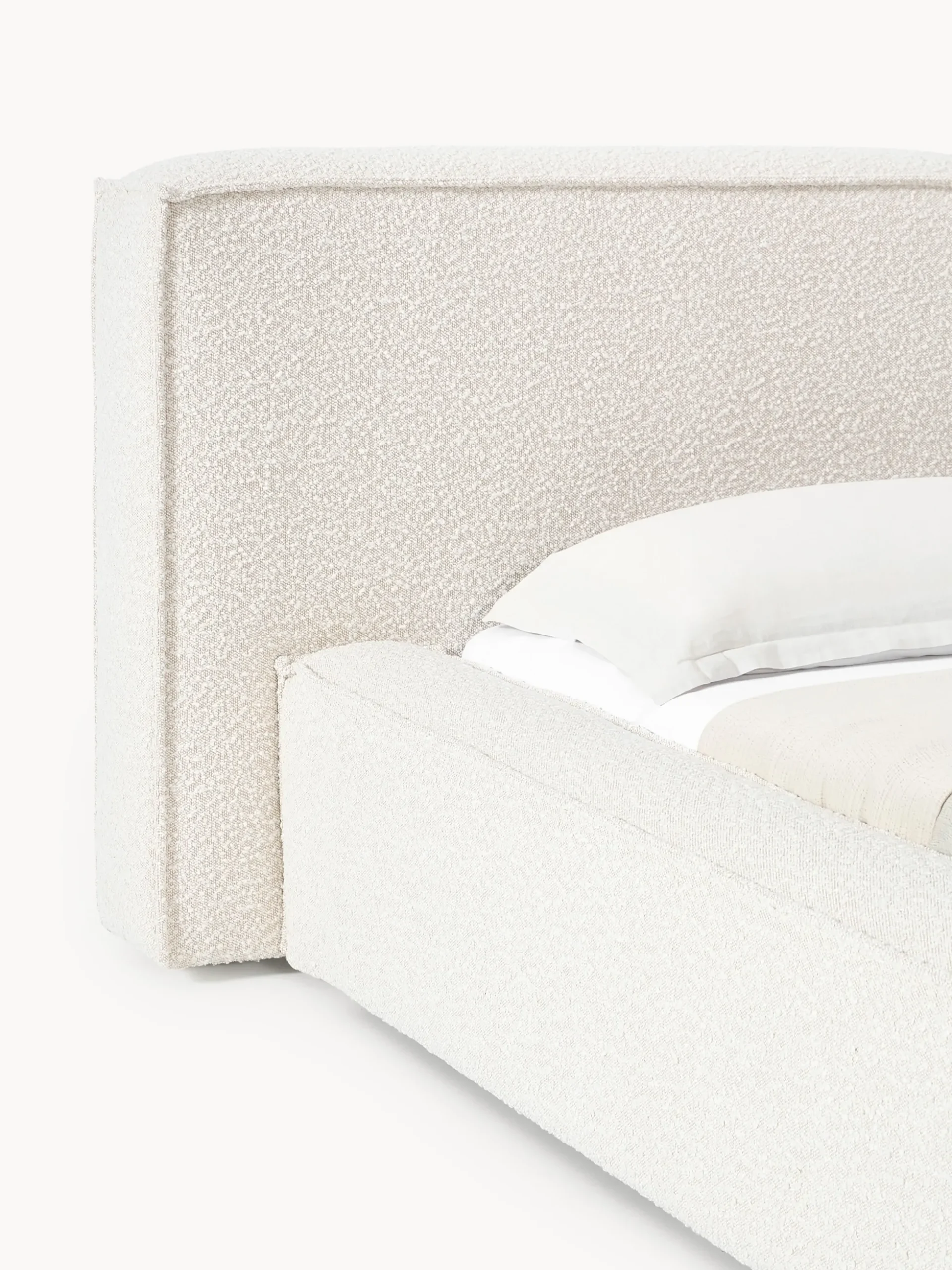 Letto imbottito in bouclé con contenitore Lennon