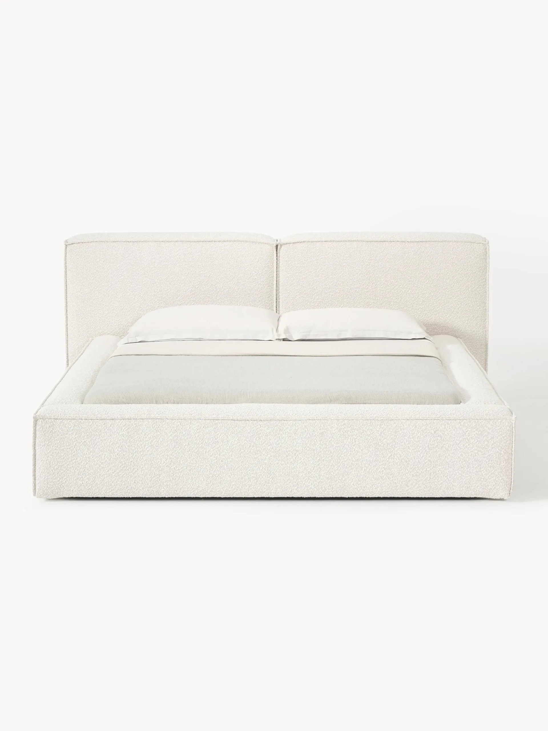 Letto imbottito in bouclé con contenitore Lennon