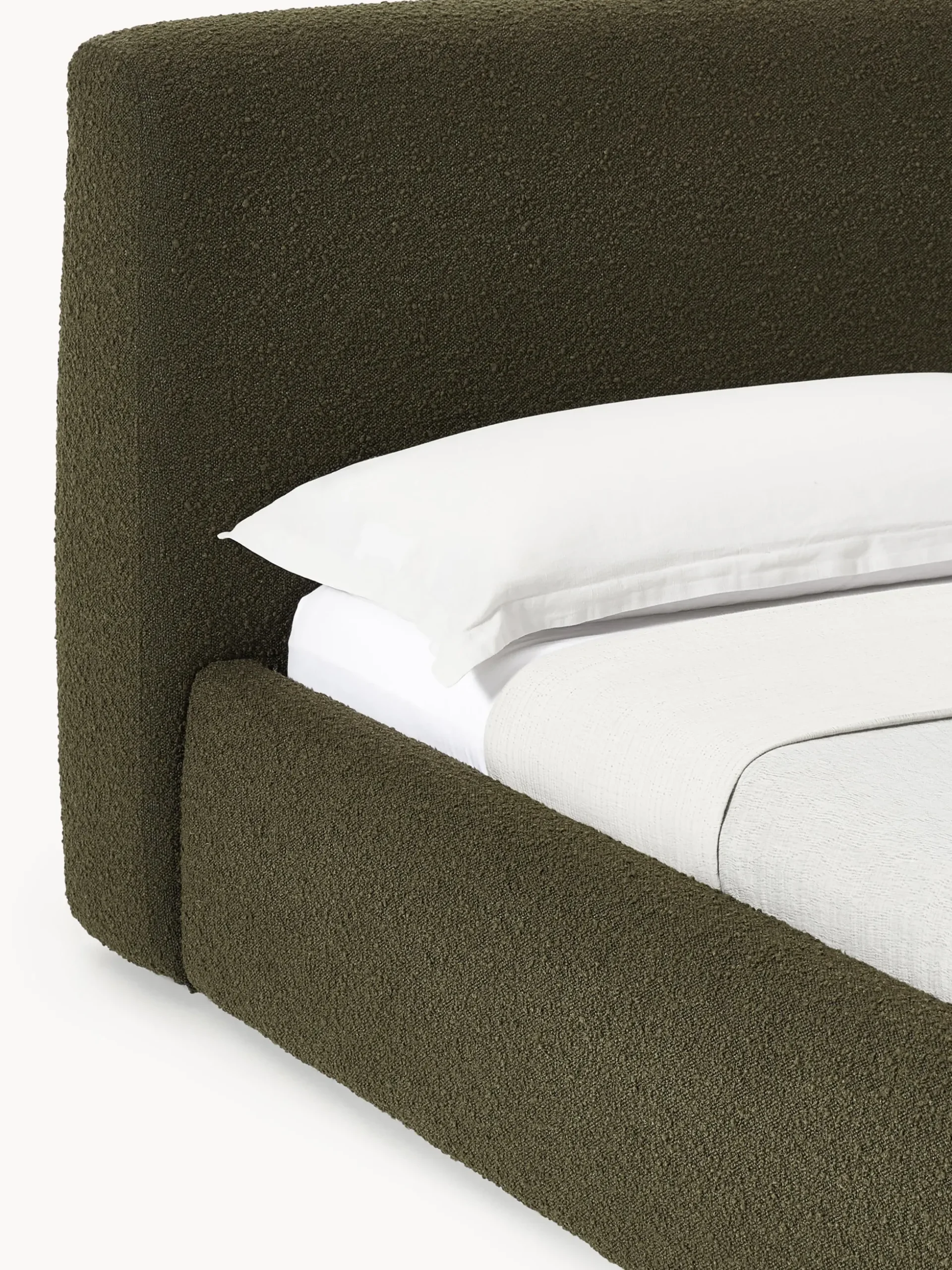 Letto imbottito in bouclé con contenitore Cloud