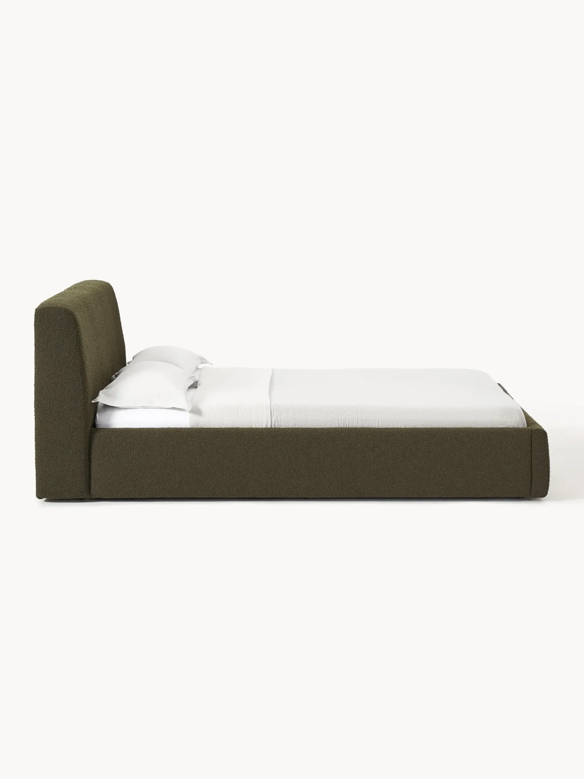 Letto imbottito in bouclé con contenitore Cloud