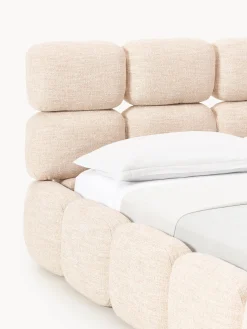 Letto imbottito in bouclé con contenitore Tayla