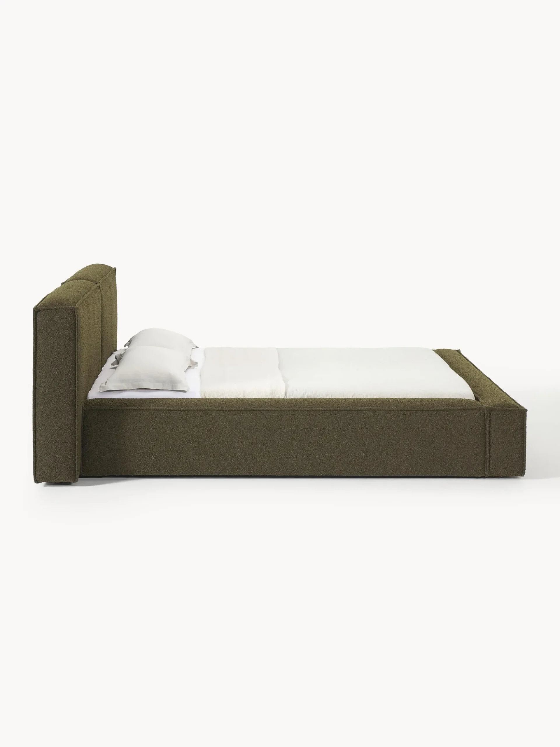 Letto imbottito in bouclé Lennon
