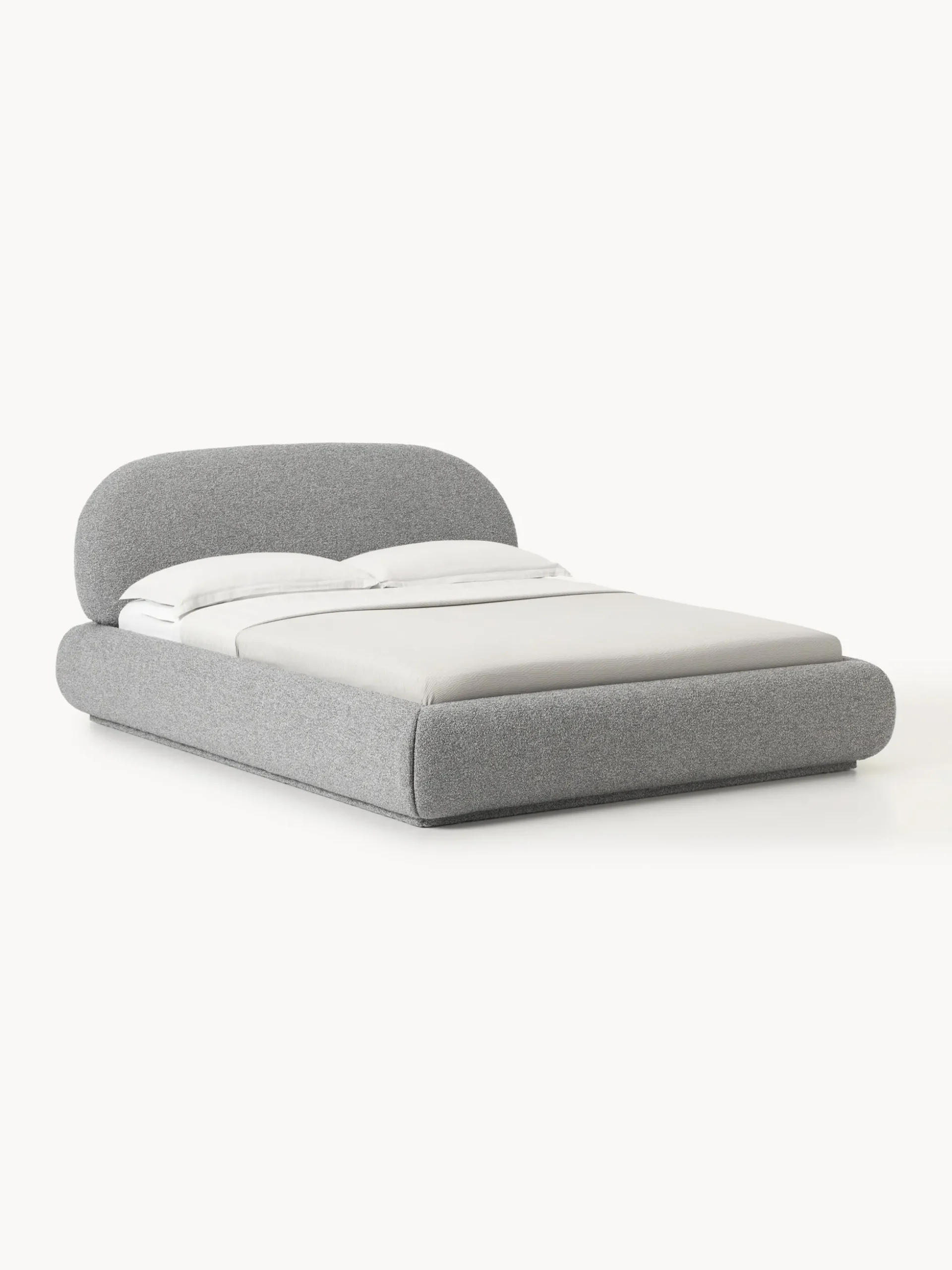 Letto imbottito in bouclé con contenitore Alba