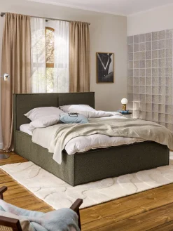 Letto imbottito in bouclé con contenitore Dream