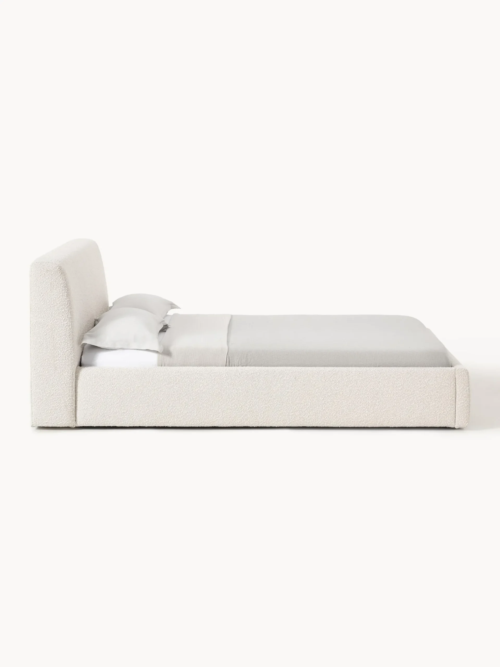Letto imbottito in bouclé con contenitore Cloud