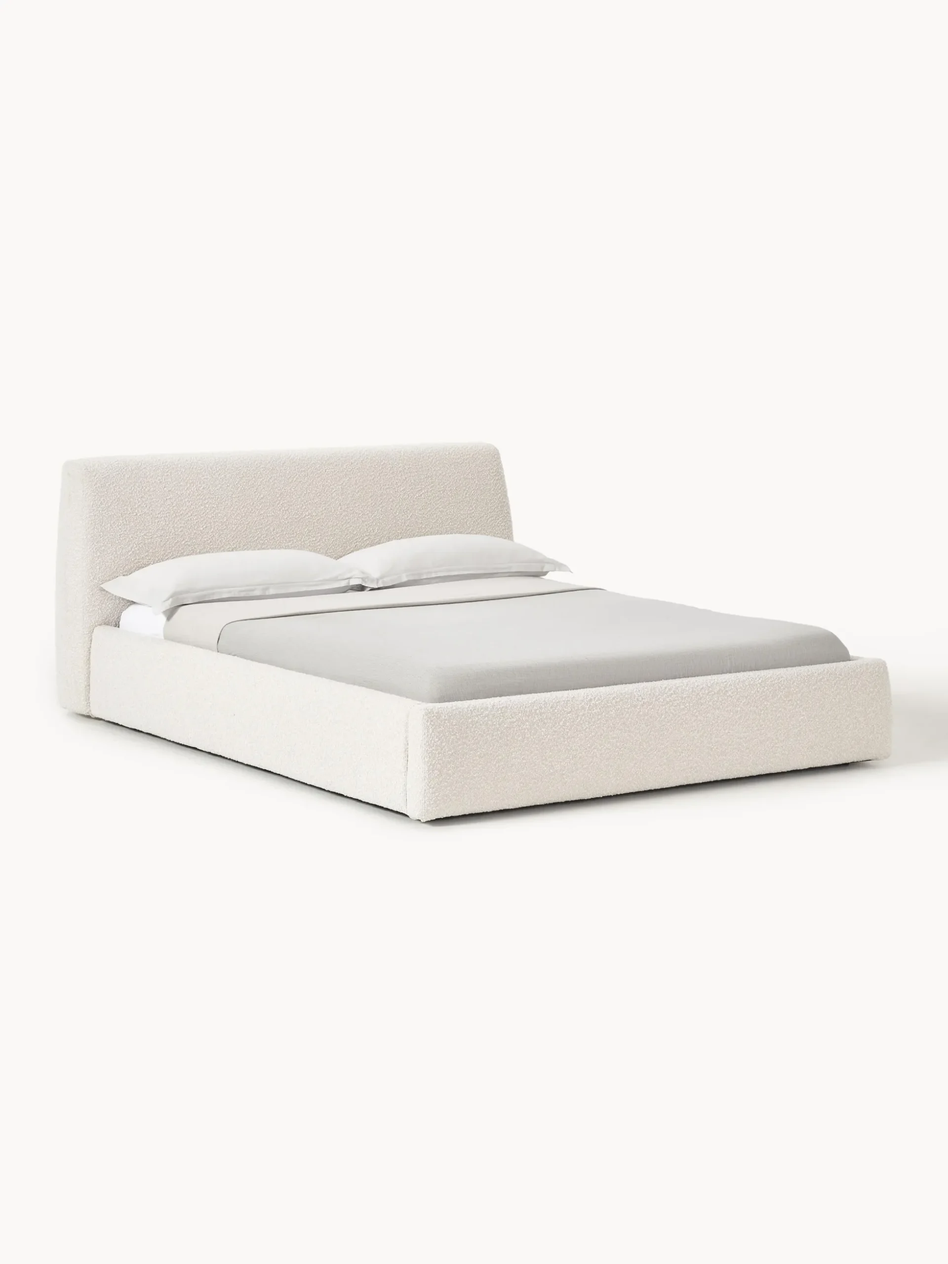 Letto imbottito in bouclé con contenitore Cloud