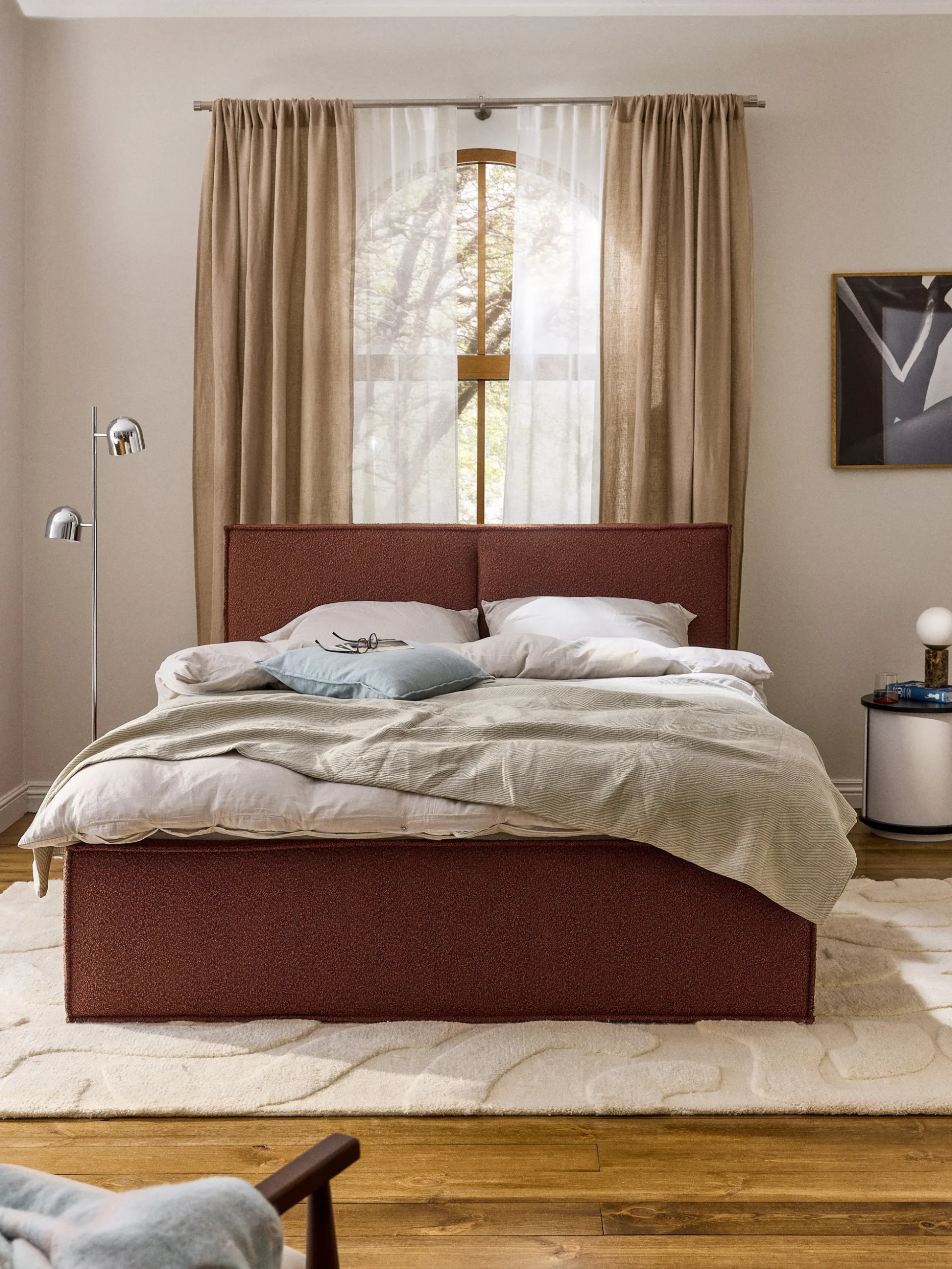 Letto imbottito in bouclé Dream