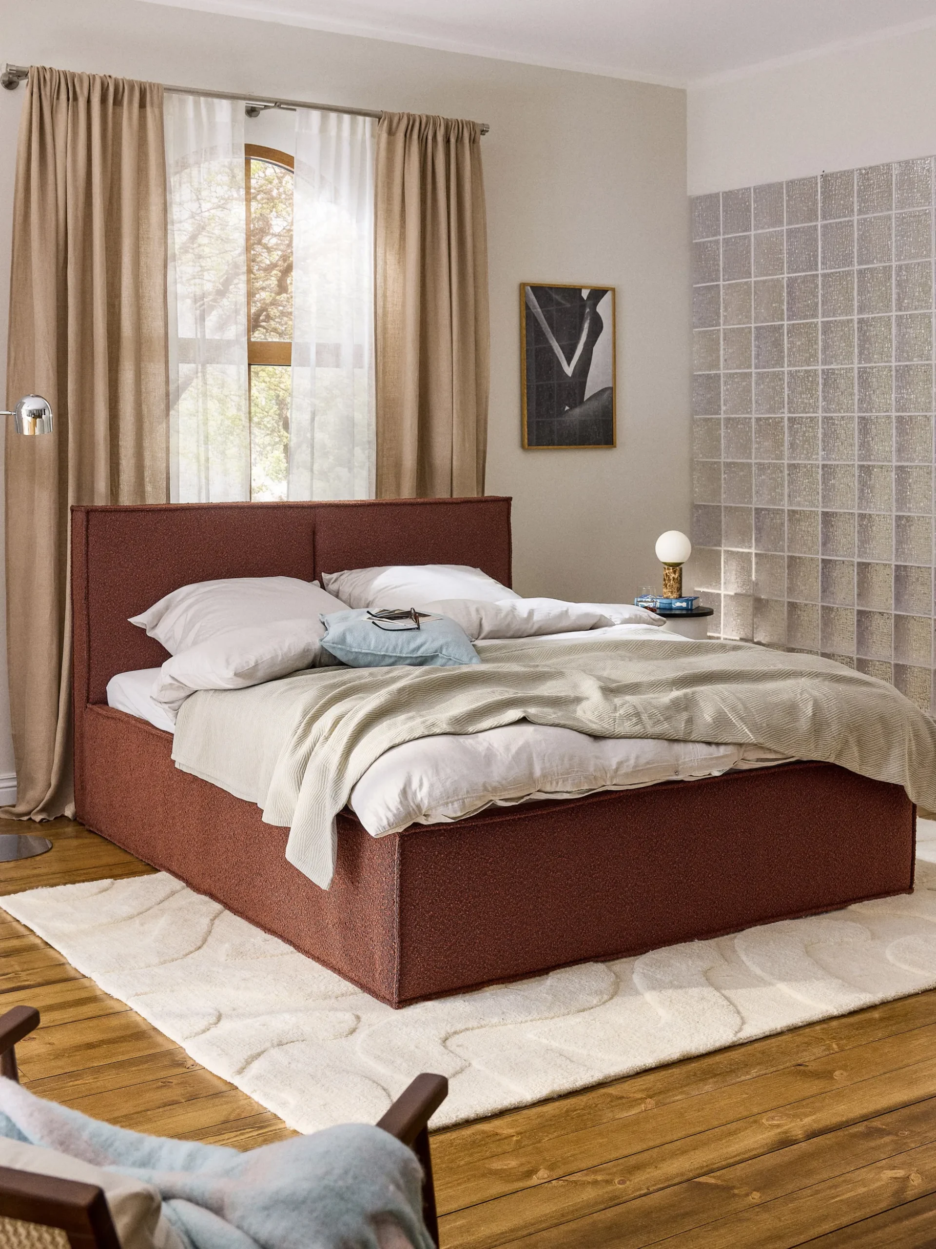 Letto imbottito in bouclé Dream