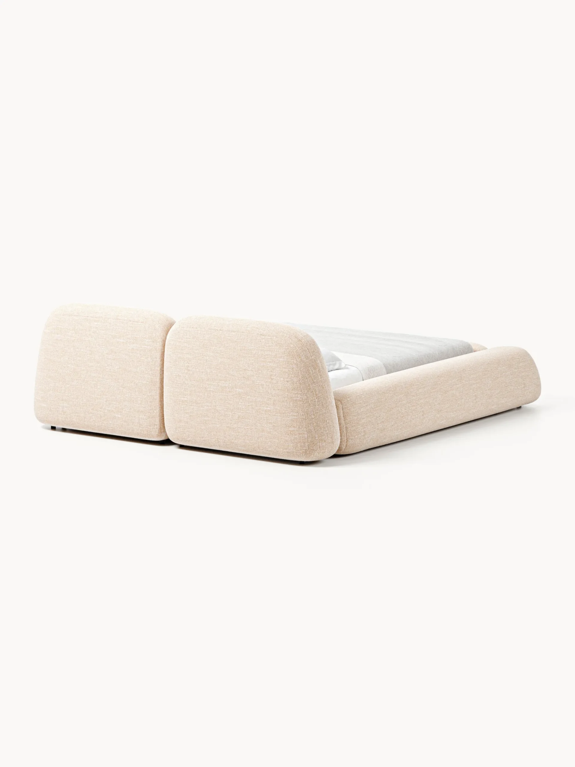 Letto imbottito in bouclé con contenitore Wolke