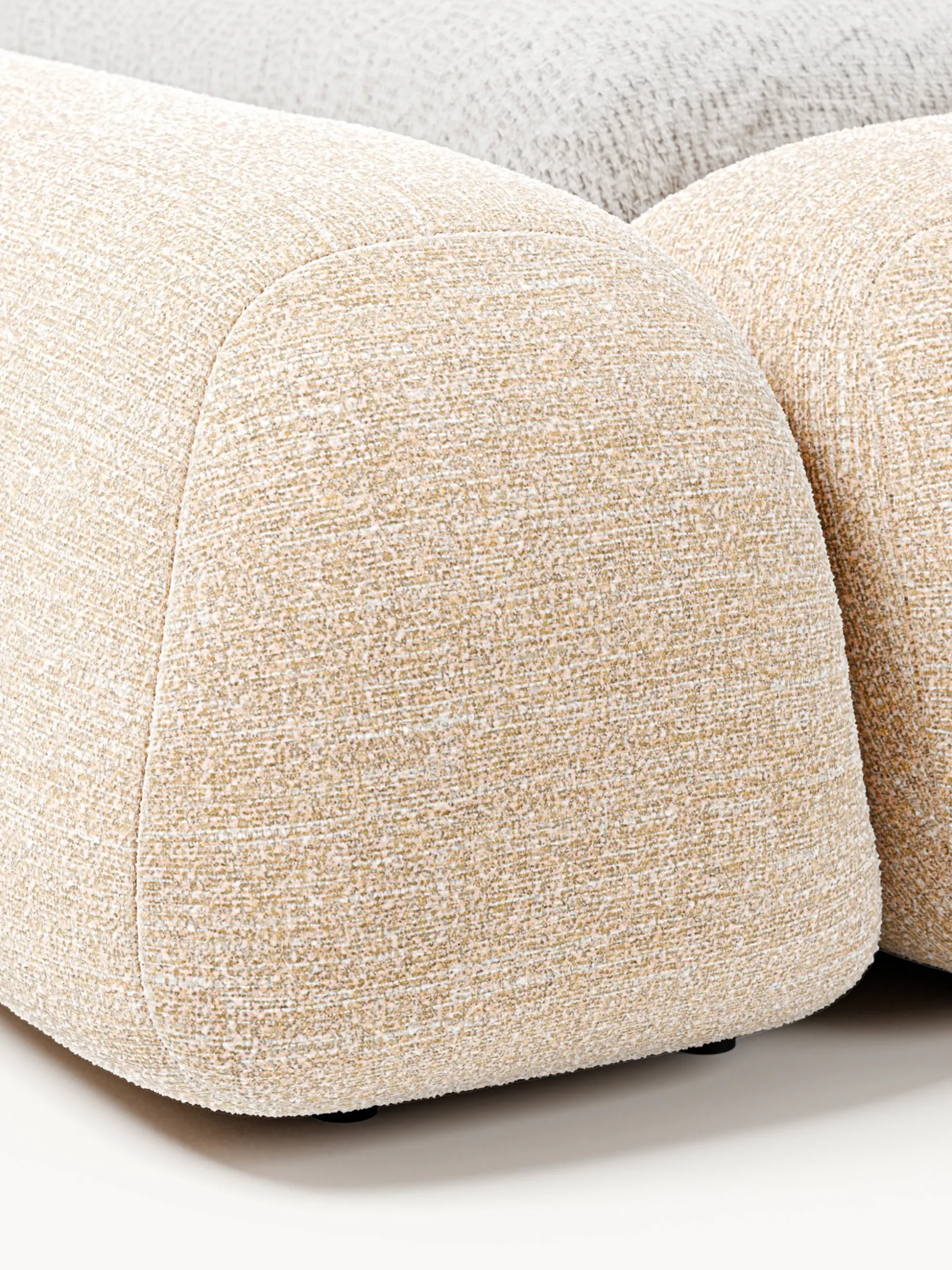 Letto imbottito in bouclé con contenitore Wolke
