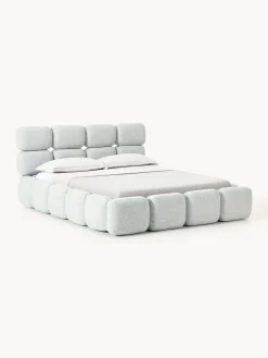 Letto imbottito in bouclé con contenitore Tayla