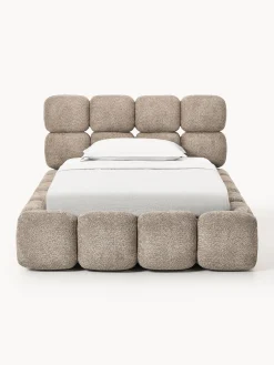 Letto imbottito in teddy bouclé con contenitore Tayla