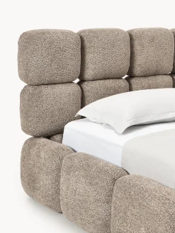 Letto imbottito in teddy bouclé con contenitore Tayla