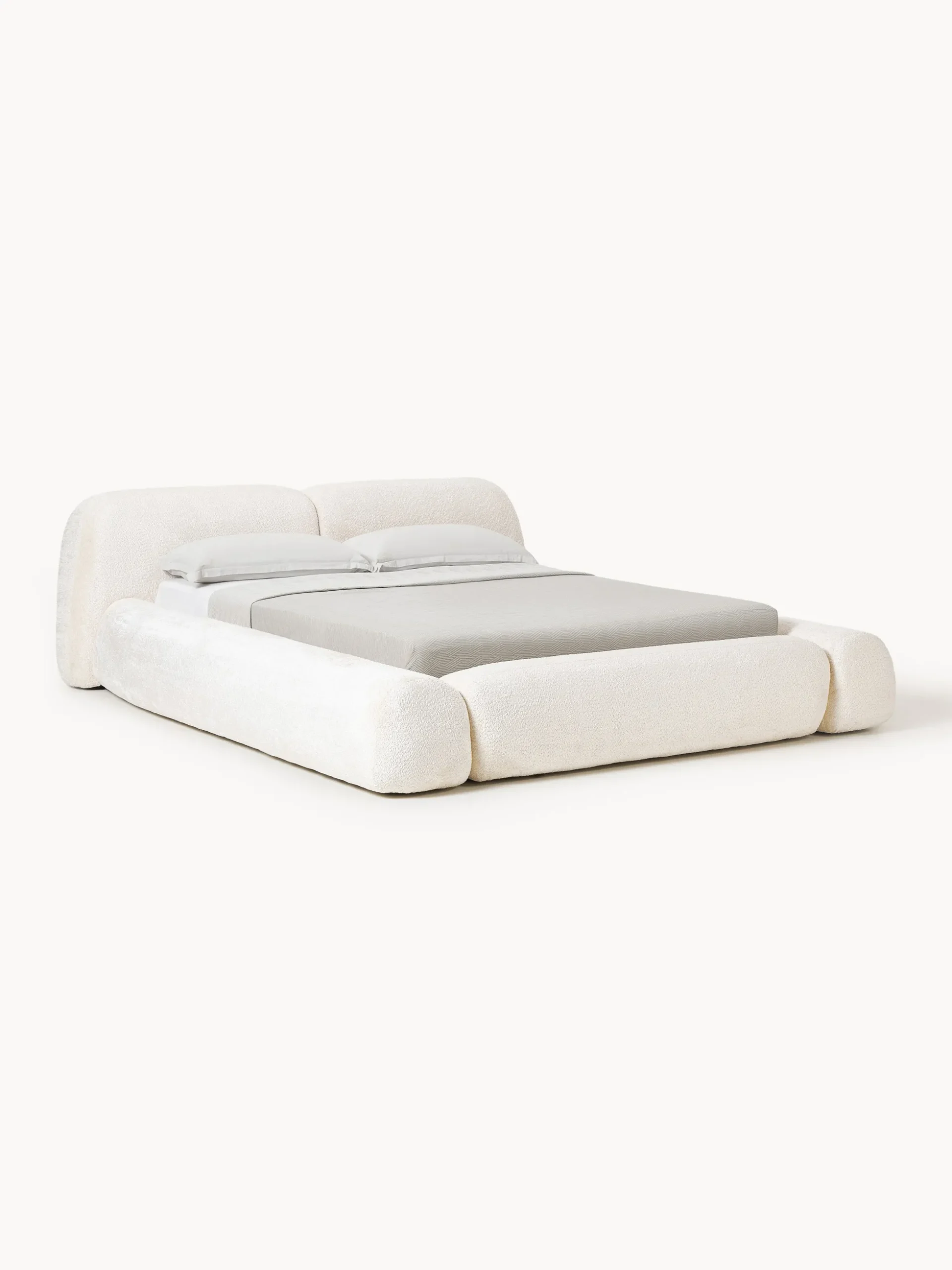 Letto imbottito in teddy bouclé Wolke