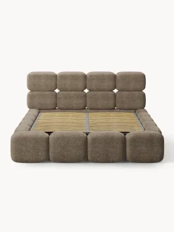 Letto imbottito in teddy bouclé con spazio contenitore aggiuntivo Tayla
