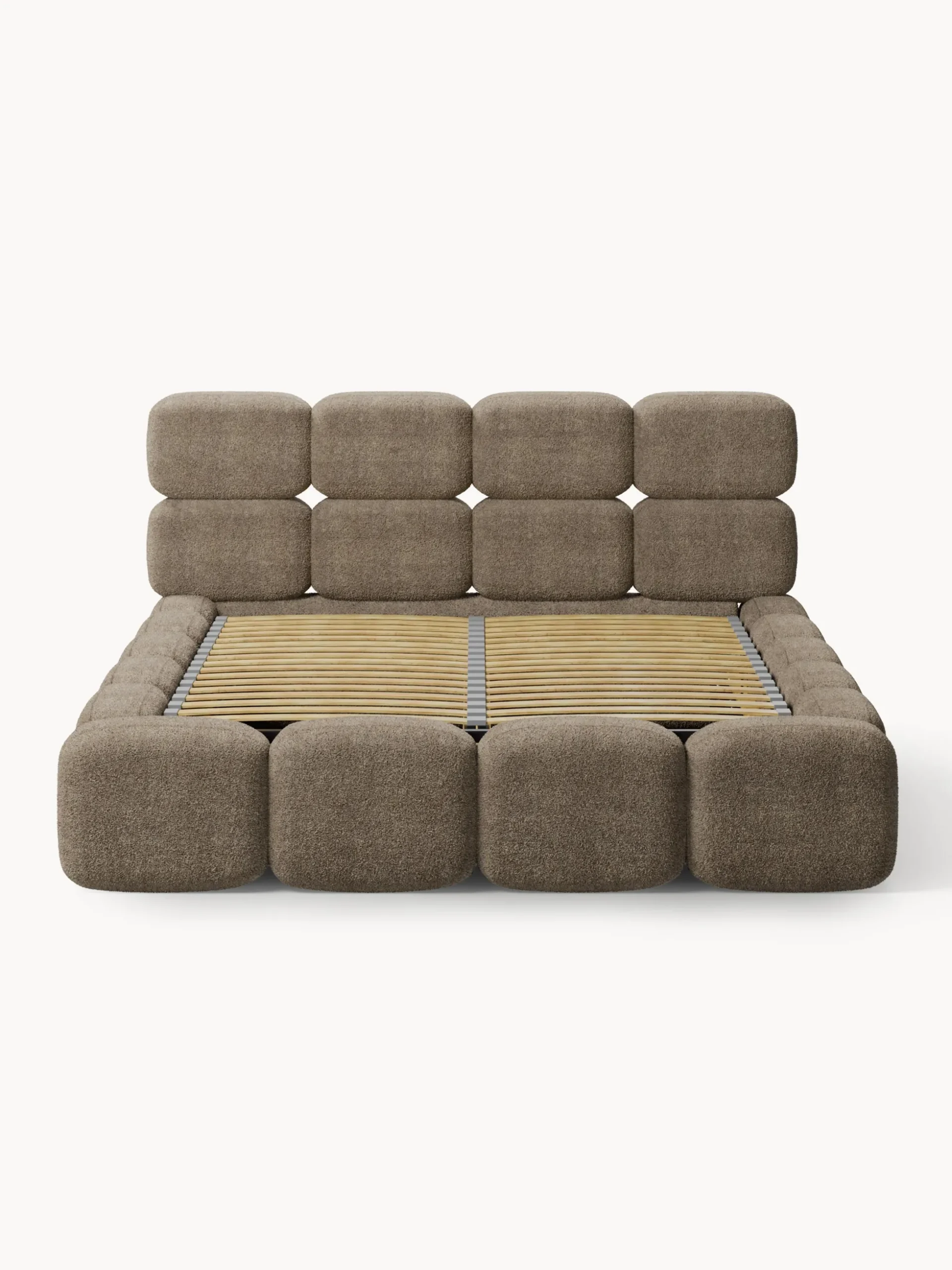 Letto imbottito in teddy bouclé con spazio contenitore aggiuntivo Tayla