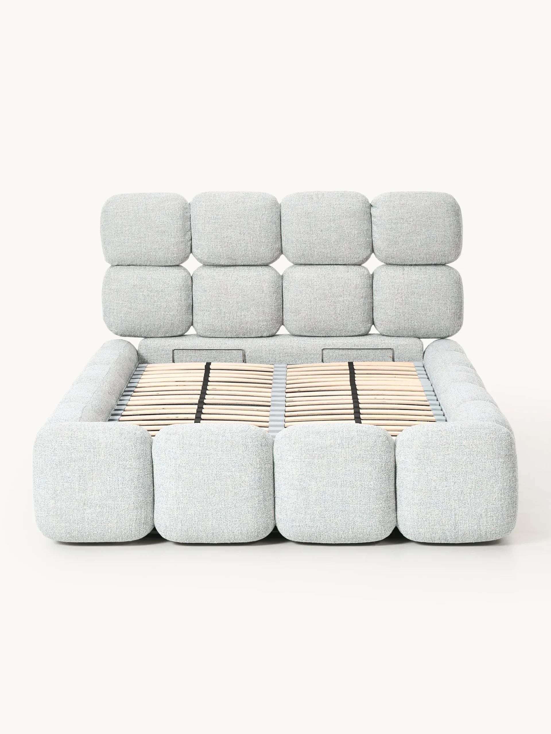 Letto imbottito in teddy bouclé con contenitore Tayla