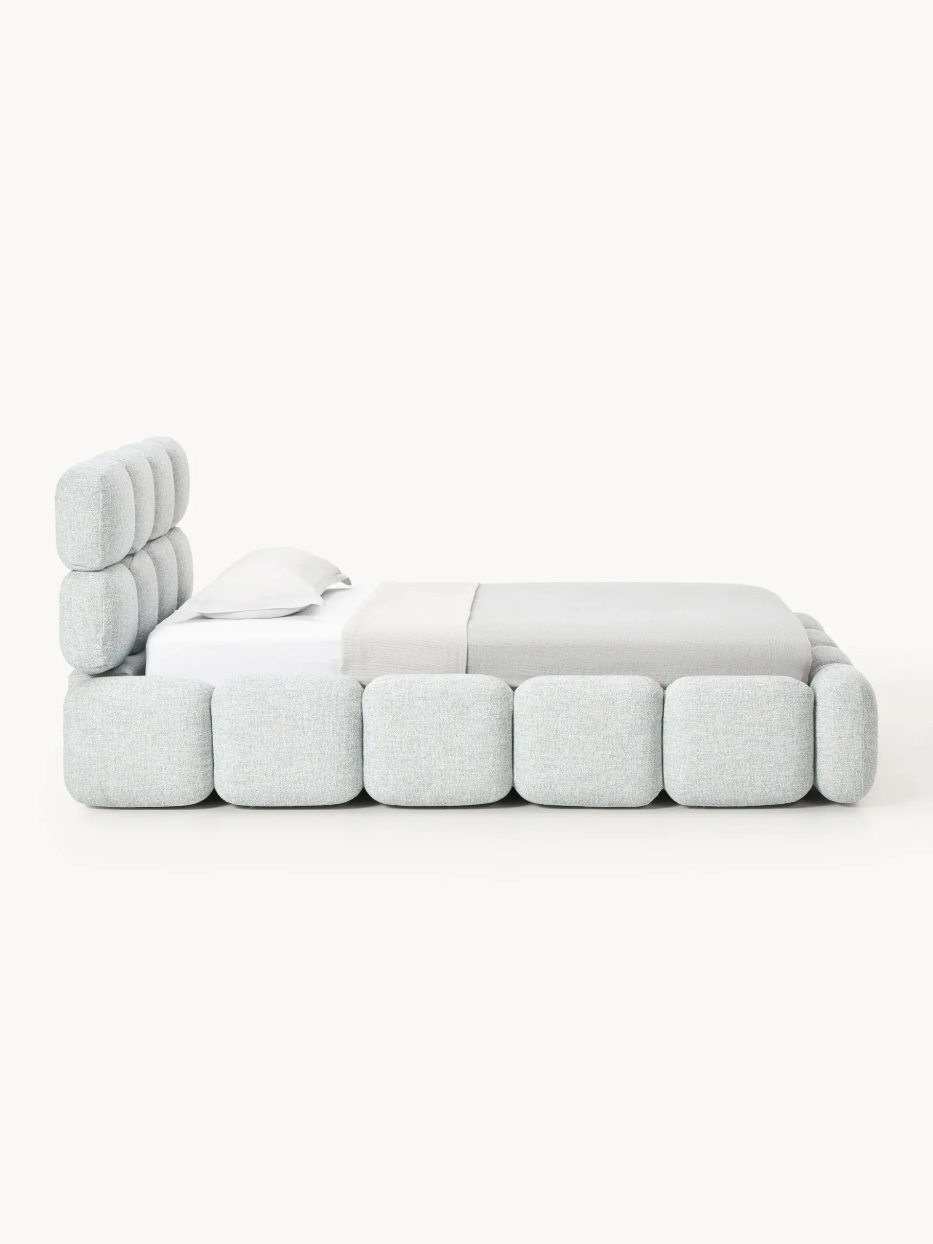 Letto imbottito in teddy bouclé con contenitore Tayla