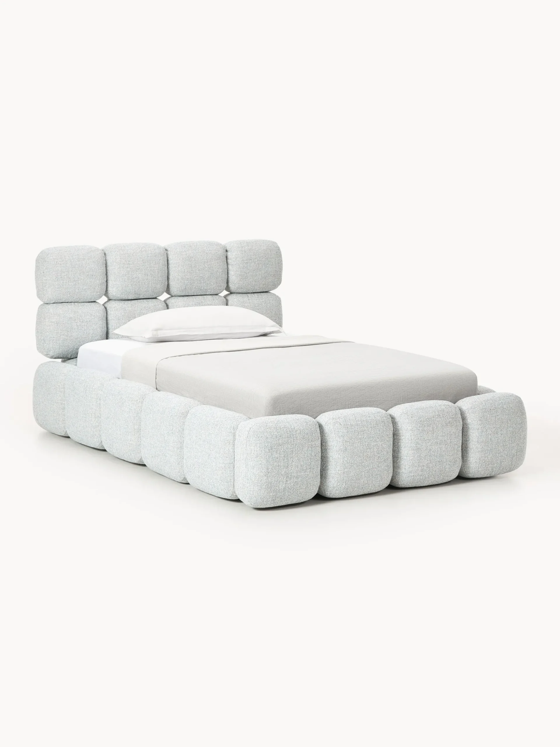 Letto imbottito in teddy bouclé con contenitore Tayla
