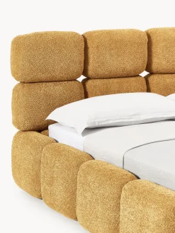 Letto imbottito in teddy bouclé con spazio contenitore aggiuntivo Tayla
