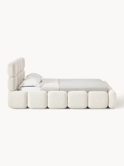 Letto imbottito in teddy bouclé con spazio contenitore aggiuntivo Tayla