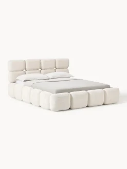 Letto imbottito in teddy bouclé con spazio contenitore aggiuntivo Tayla