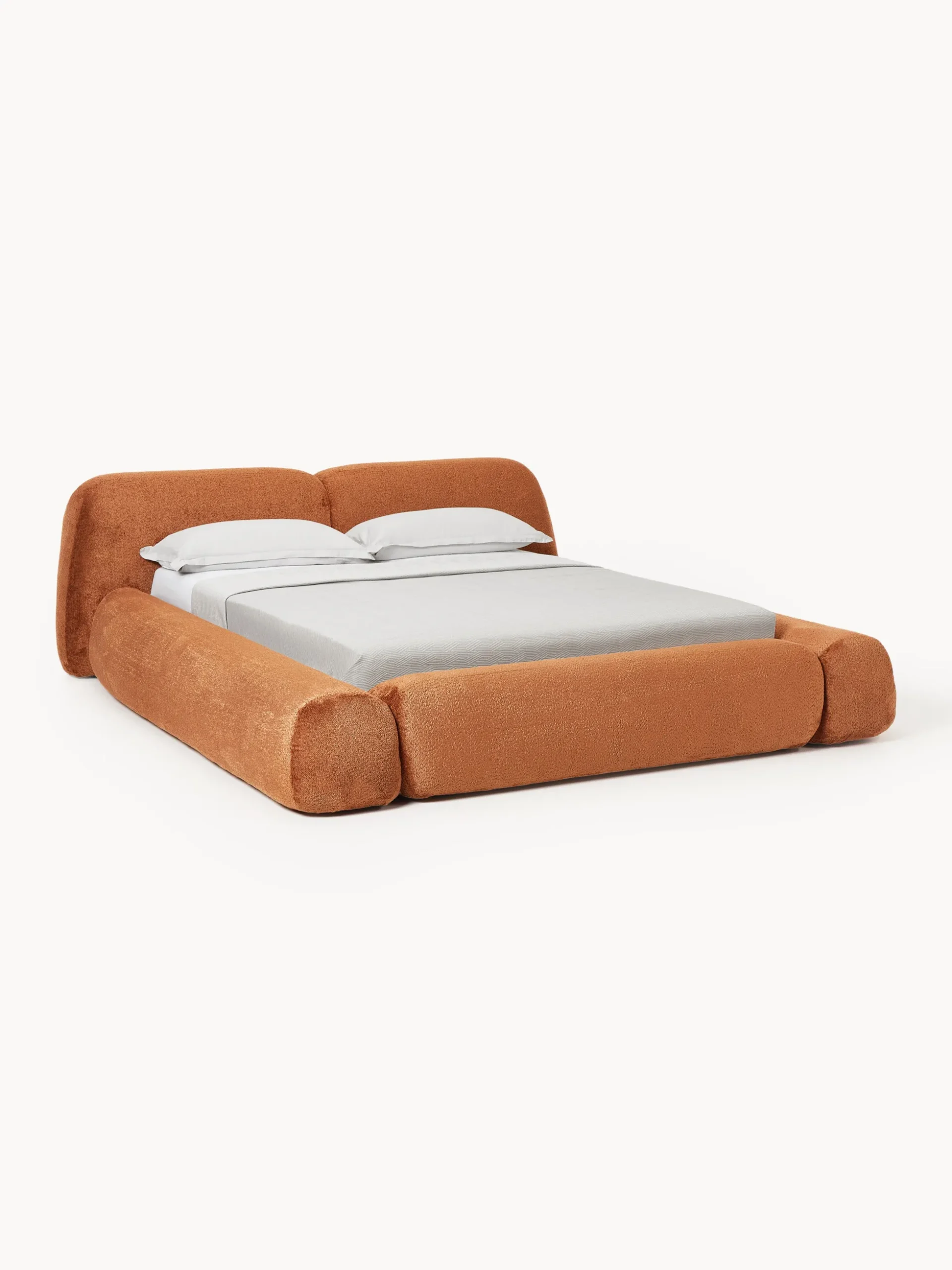 Letto imbottito in teddy bouclé Wolke