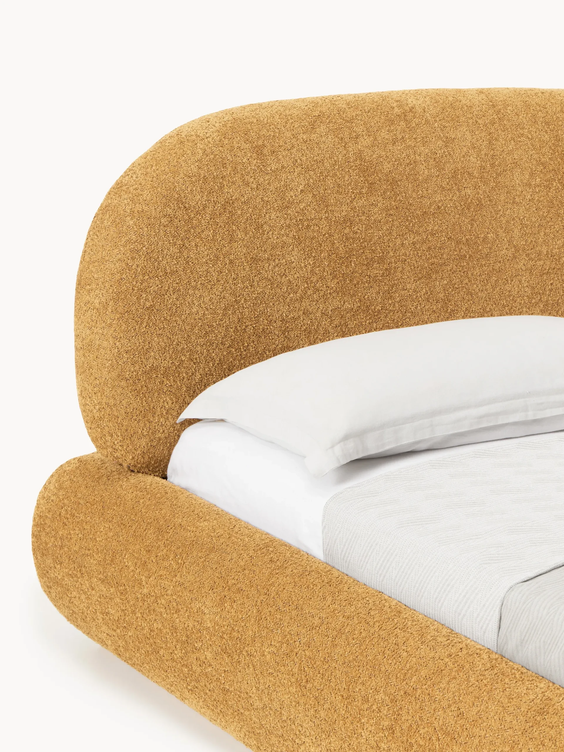 Letto imbottito in teddy bouclé con contenitore Alba