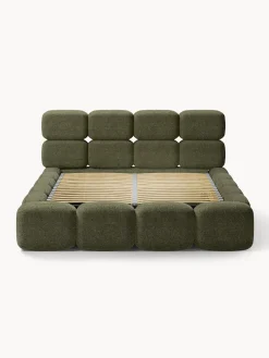 Letto imbottito in teddy bouclé con spazio contenitore aggiuntivo Tayla