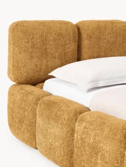 Letto imbottito in teddy-bouclé con spazio contenitore aggiuntivo Tayla