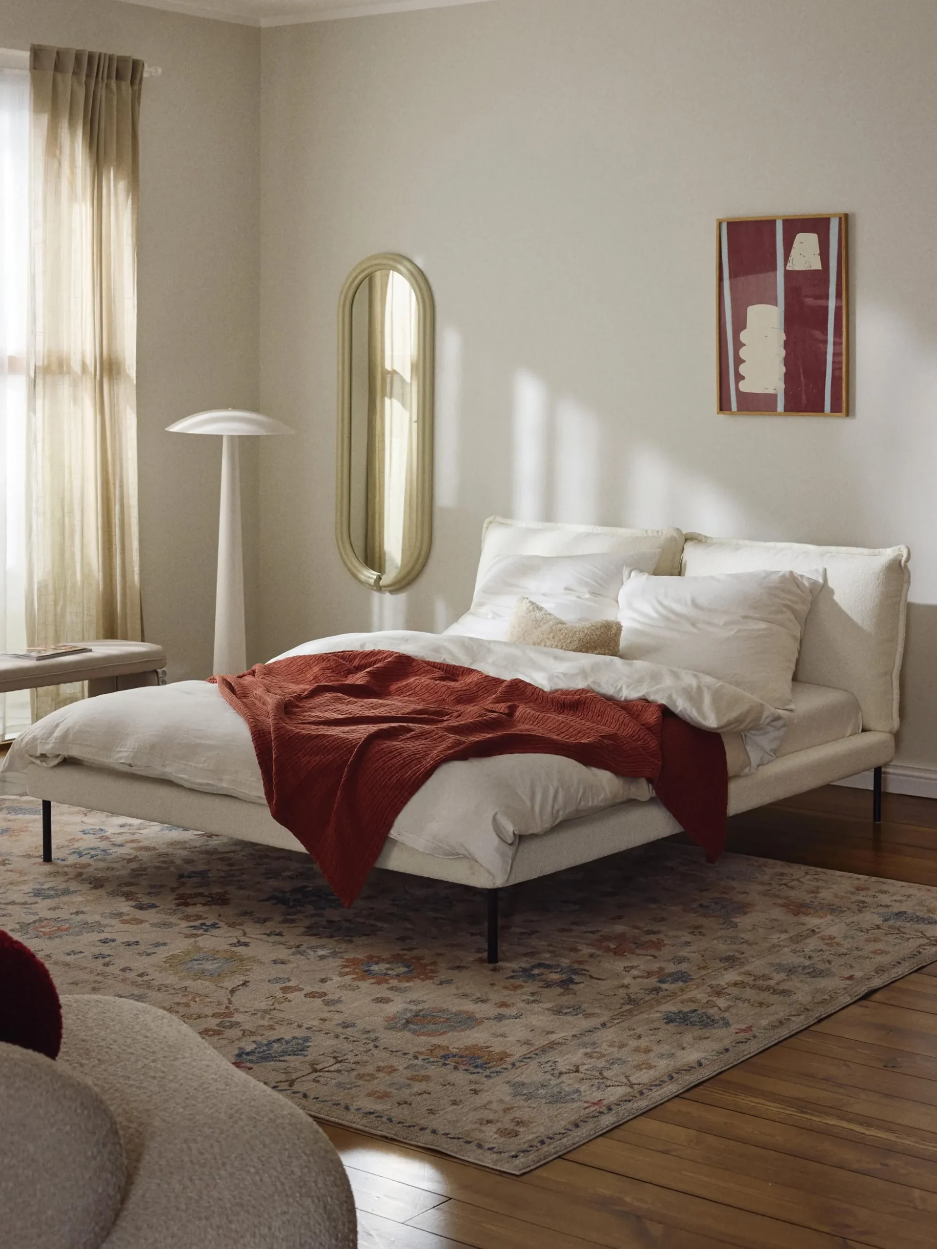 Letto imbottito in teddy-bouclé Amelia