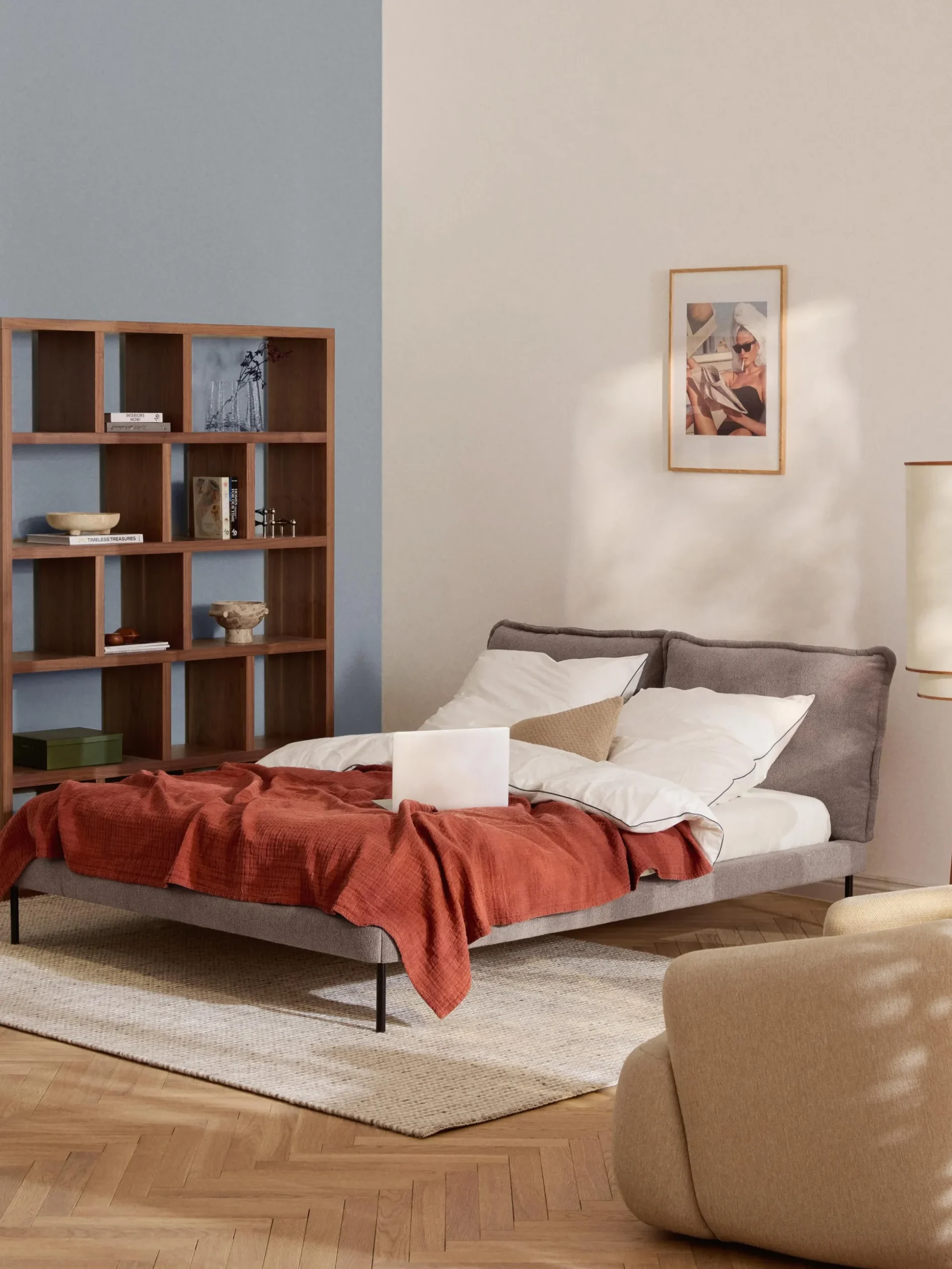 Letto imbottito in teddy-bouclé Amelia