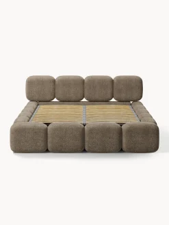 Letto imbottito in teddy-bouclé con spazio contenitore aggiuntivo Tayla