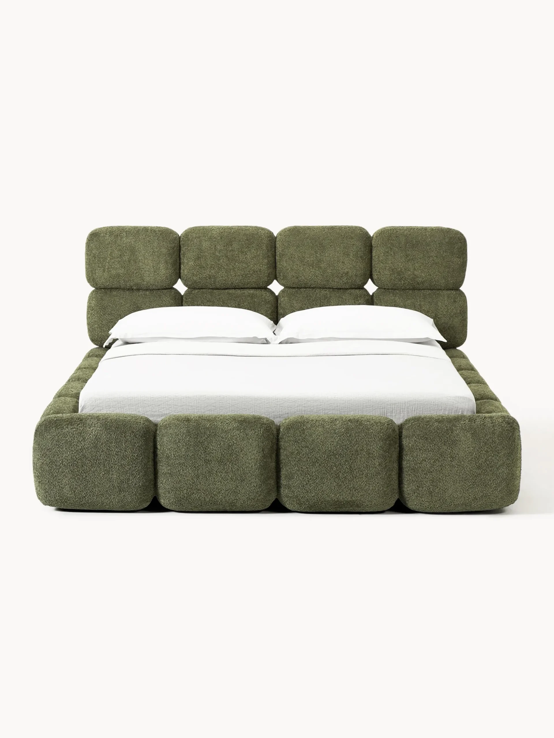 Letto imbottito in teddy-bouclé Tayla