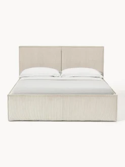 Letto imbottito in velluto a coste con spazio contenitore aggiuntivo Dream