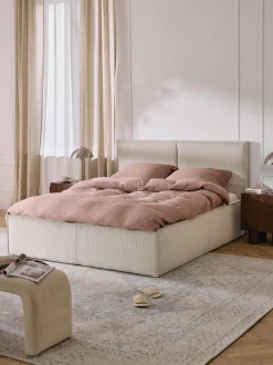 Letto imbottito in velluto a coste con spazio contenitore aggiuntivo Dream