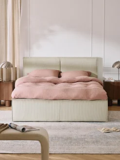 Letto imbottito in velluto a coste con spazio contenitore aggiuntivo Dream