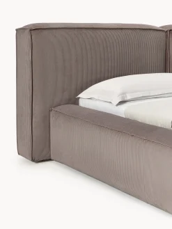 Letto imbottito in velluto a coste con contenitore Lennon