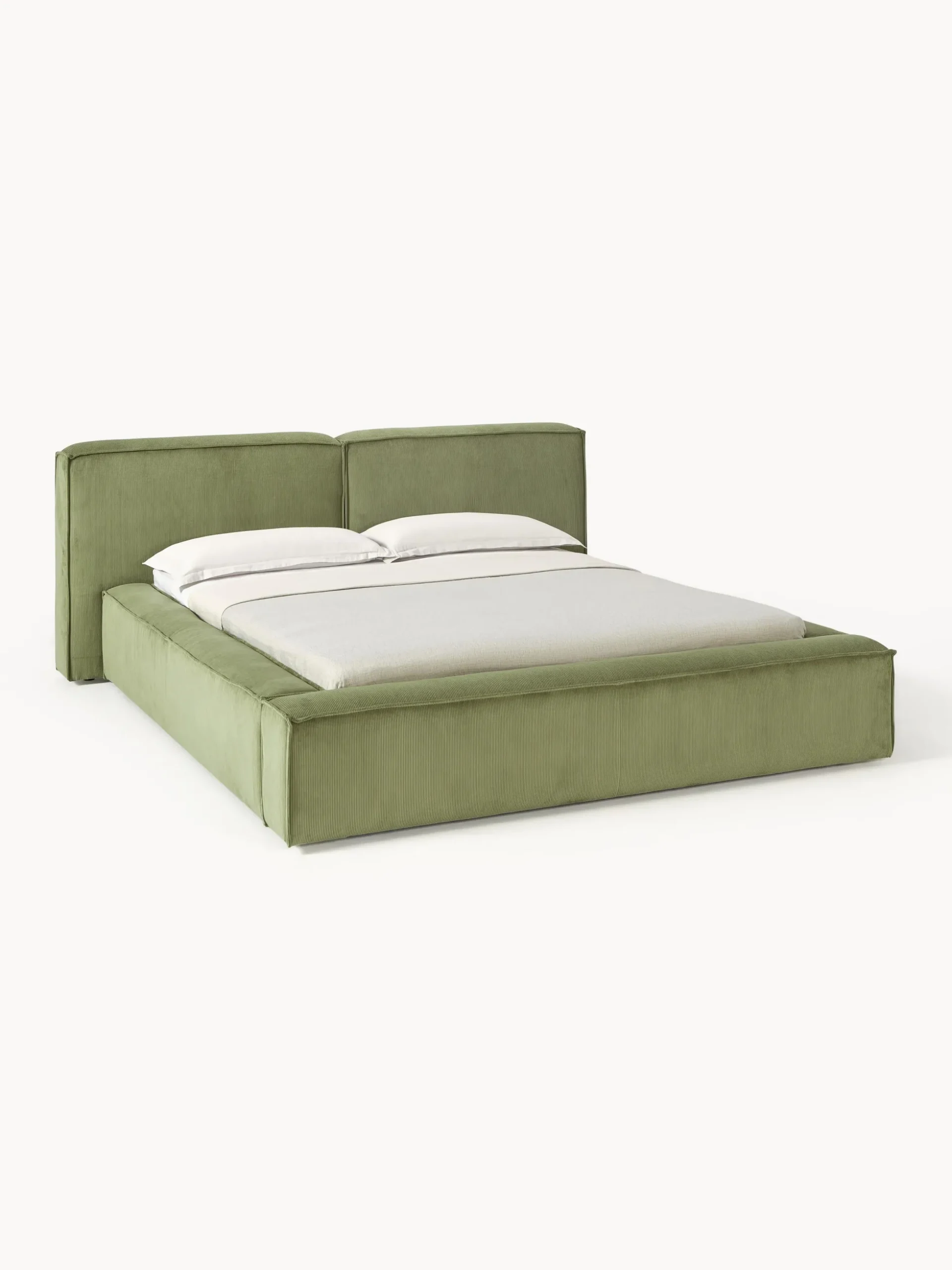 Letto imbottito in velluto a coste Lennon