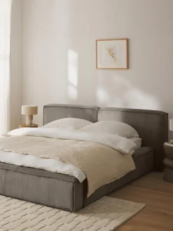 Letto imbottito in velluto a coste Lennon