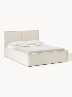 Letto imbottito in velluto a coste con spazio contenitore aggiuntivo Dream