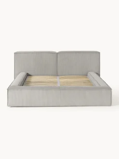 Letto imbottito in velluto a coste con contenitore Lennon
