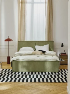Letto imbottito in velluto a coste con spazio contenitore aggiuntivo Dream