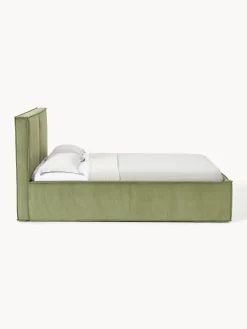 Letto imbottito in velluto a coste con spazio contenitore aggiuntivo Dream