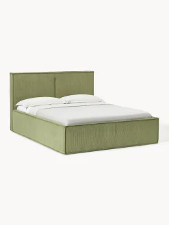 Letto imbottito in velluto a coste con spazio contenitore aggiuntivo Dream