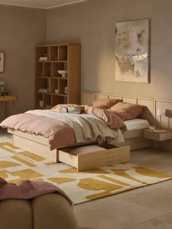 Letto in legno con comodini e testiera Nanto